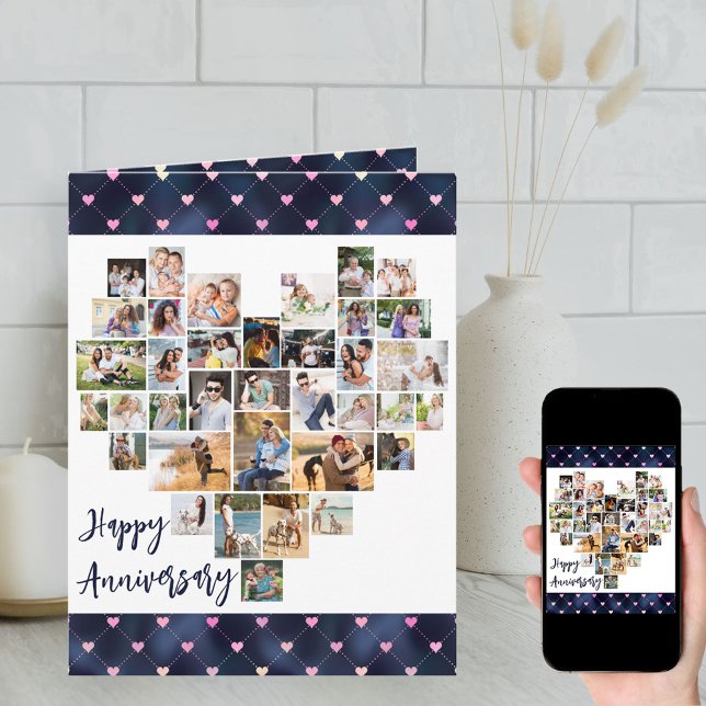 Heart Photo Collage 36 Pic Love Hearts Anniversary Card (Creator Uploaded)