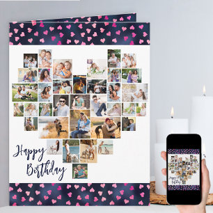 Heart Photo Collage 36 Pic Love Hearts Birthday Card