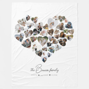 Heart Photo Collage 39 Photos Valentine's Day Fleece Blanket