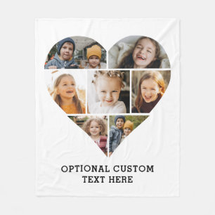 Heart Photo Collage 7 Picture Personalised  Fleece Blanket