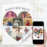 Heart Photo Collage 9 Picture Script Name Birthday Card<br><div class="desc">Say Happy Birthday with a love heart photo collage, personalised birthday card. The photo template is set up for you to add your pictures, working in rows from top to bottom. The photo collage holds 9 photos which are displayed in a mix of portrait and landscape formats. The name is...</div>