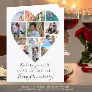 Heart Photo Collage Custom Text Anniversary Card