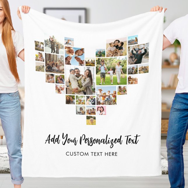 Heart Photo Collage Fleece Blanket (Creator Uploaded)