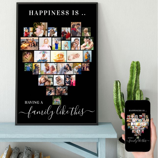 Heart Photo Collage Happiness is Family like This Poster (Creator Uploaded)
