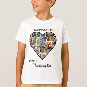 Heart Photo Collage Happiness is Having a Family T-Shirt