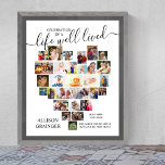 Heart Photo Collage Life Well Lived Custom Funeral Poster<br><div class="desc">Heart Shaped Photo Collage Funeral service poster which you can also display at the wake or celebration of life memorial gathering. The photo template is set up for you to add your pictures which are displayed in landscape, portrait and square formats to automatically display a heart shape. The design features...</div>
