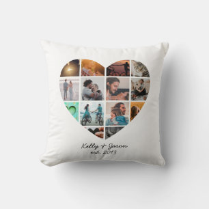 Heart Photo Collage Love Couple Family Cushion
