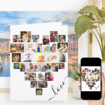 Heart Photo Collage Love Script Anniversary Card<br><div class="desc">Unique photo card with love heart photo collage - perfect for a wedding anniversary or editable for any occasion. The photo template is set up for you to add your pictures, working in rows from top to bottom. The photo collage holds 29 photos which are displayed in a mix of...</div>
