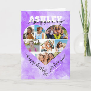 Heart Photo Collage Loving Happy Birthday Card
