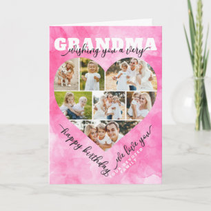 Heart Photo Collage Loving Happy Birthday Card