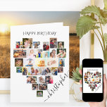 Heart Photo Collage Personalised Script Birthday Card<br><div class="desc">Say Happy Birthday with a love heart photo collage, personalised birthday card. The photo template is set up for you to add your pictures, working in rows from top to bottom. The photo collage holds 29 photos which are displayed in a mix of portrait, landscape and square / instagram formats....</div>
