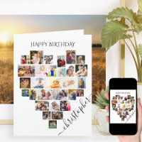 Heart Photo Collage Personalised Script Birthday