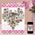 Heart Photo Collage Pink Love Hearts Anniversary Card<br><div class="desc">Heart Photo Collage wedding anniversary card which you can personalise with up to 36 different photos and your custom message inside. The heart shaped photo collage is made up of vertical, landscape and square pictures. If you have any trouble with a photo showing at it's best, try cropping it to...</div>