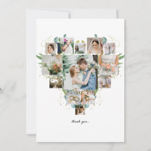Heart Photo Collage Romantic Couple Wedding Thank You Card
