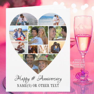 Heart Photo Collage Script Anniversary Card