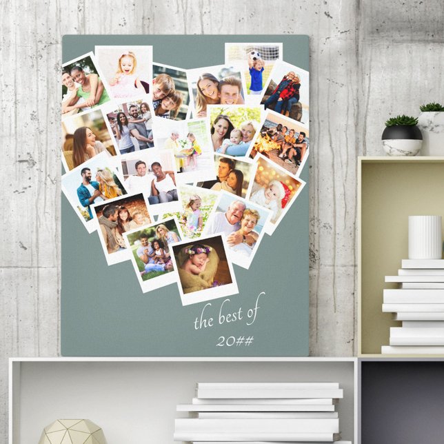 Heart Photo Collage The Best of | Custom Year Canvas Print (Creator Uploaded)