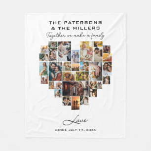 Heart Photo Collage Together Family Anniversary Fleece Blanket