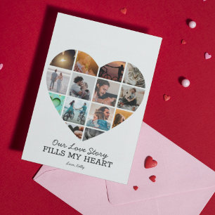 Heart Photo Collage Valentine's Custom Text Holiday Card