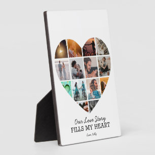 Heart Photo Collage Valentine's Custom Text  Plaque