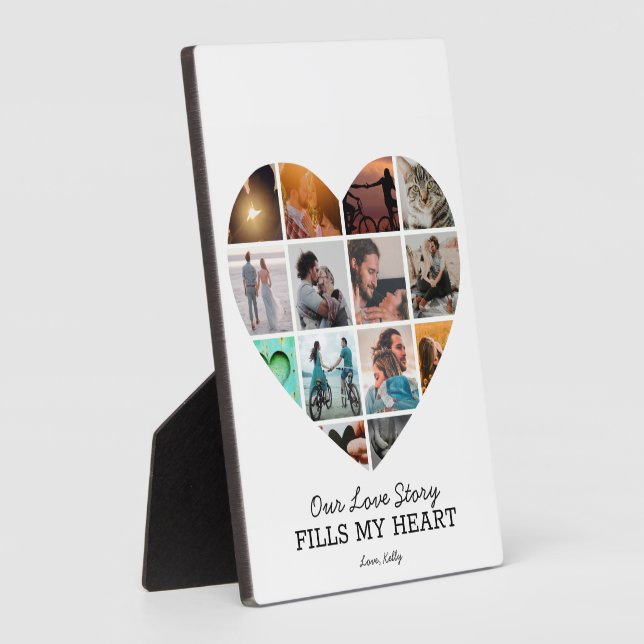 Heart Photo Collage Valentine's Custom Text  Plaque (Side)