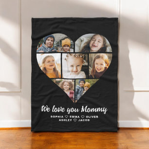Heart Photo Collage We Love You Mummy Fleece Blanket