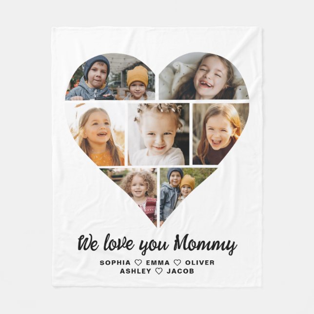 Heart Photo Collage We Love You Mummy Fleece Blanket (Front)