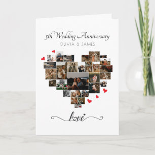 Heart Photo Collage Wedding Anniversary Card