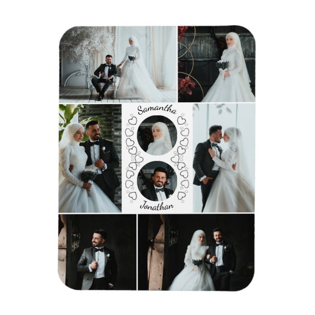 Heart Photo Collage wedding Keepsake Magnet (Vertical)