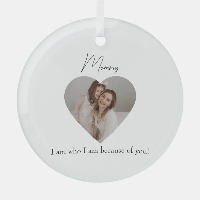 Heart Photo & Custom Message Gift for Mum -  Glass Tree Decoration (Front)