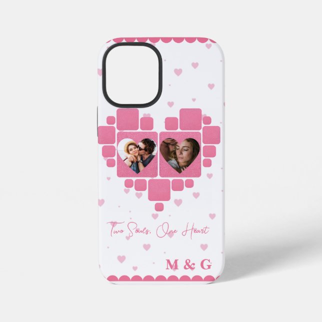 Heart Photo Design & Custom Names | Romantic iPhone Case (Back)