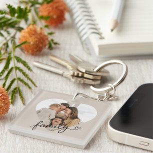 Heart Photo Family Acrylic Keychain – Personalized