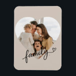 Heart Photo Family Personalised Magnet<br><div class="desc">Turn your fridge or any magnetic surface into a celebration of love with this Custom Heart Photo "Family" Flexible Magnet. Showcasing your favourite photo in a heart shape alongside the word Family and a heart symbol, this magnet is a simple yet meaningful way to display cherished memories. Lightweight and durable,...</div>
