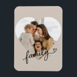Heart Photo Family Personalised Magnet<br><div class="desc">Turn your fridge or any magnetic surface into a celebration of love with this Custom Heart Photo "Family" Flexible Magnet. Showcasing your favourite photo in a heart shape alongside the word Family and a heart symbol, this magnet is a simple yet meaningful way to display cherished memories. Lightweight and durable,...</div>