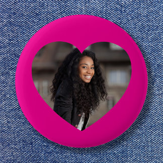 Heart Photo Hot Pink 6 Cm Round Badge