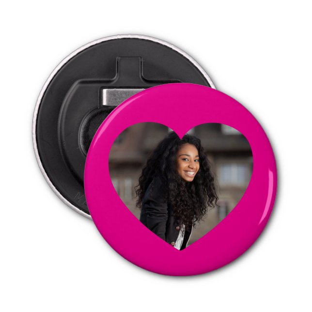 Heart Photo Hot Pink Bottle Opener (Front)