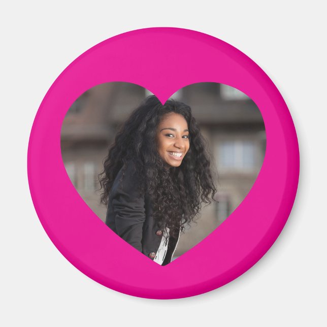 Heart Photo Hot Pink Magnet (Front)