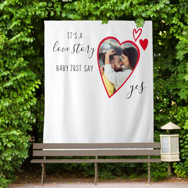 Heart Photo Love Story Say Yes Marriage Proposal B Tapestry (Creator Uploaded)