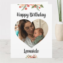 Heart Photo Personalised Script Birthday