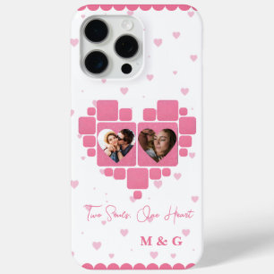 Heart Photo Pink & Custom Monograms Romantic iPhone 15 Pro Max Case