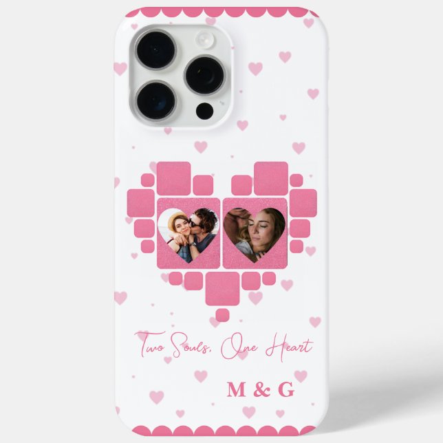 Heart Photo Pink & Custom Monograms | Romantic Case-Mate iPhone Case (Back)