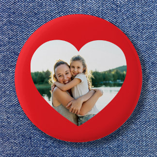 Heart Photo Red 6 Cm Round Badge