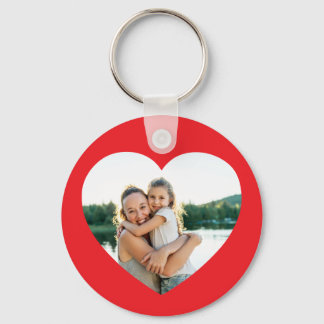 Heart Photo Red Key Ring