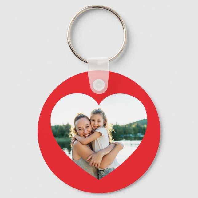 Heart Photo Red Key Ring (Front)