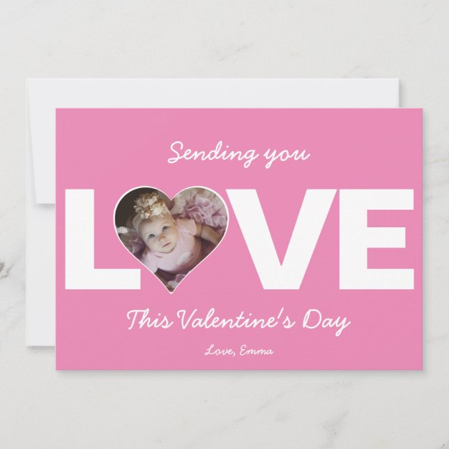 Heart Photo Valentine Sending you Love Holiday Card (Front)
