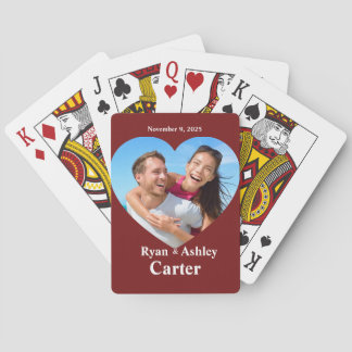 Heart Photo Wedding Bride & Groom Playing Cards