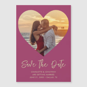 Heart Photo Wedding Save The Date Magnetic Card