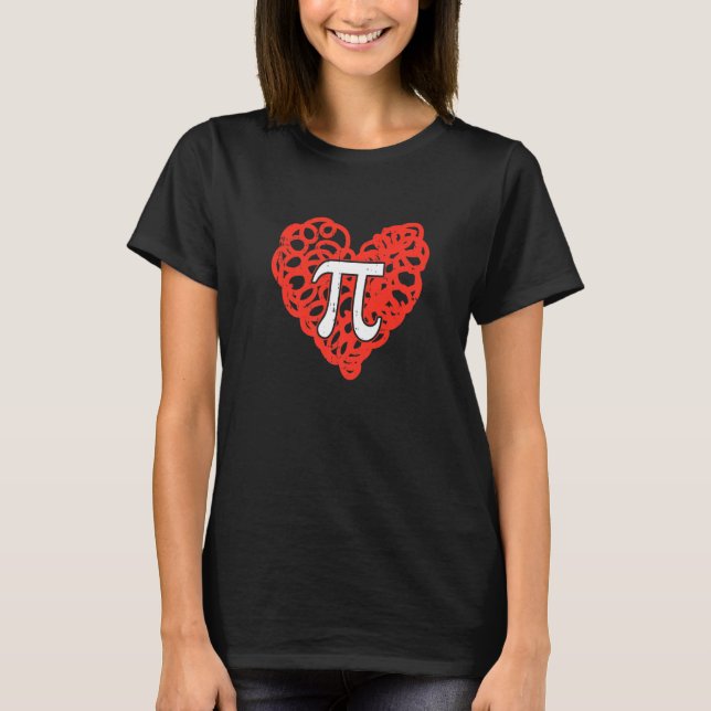 Heart Pi Valentines Day Cool Love Science Math Tea T-Shirt (Front)