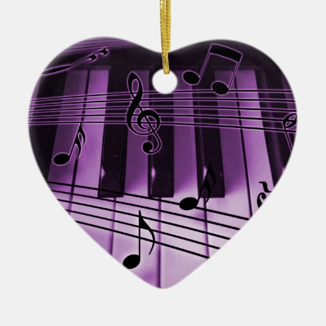 Heart Piano Keyboard Christmas Xmas Ornament (Front)
