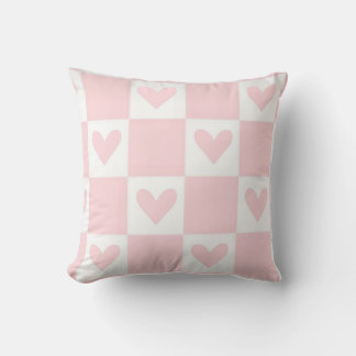 Heart Pillow - Pink Chequered Retro -