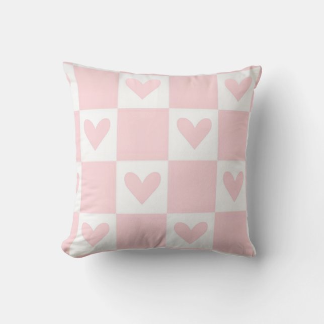 Heart Pillow - Pink Chequered Retro -  (Front)